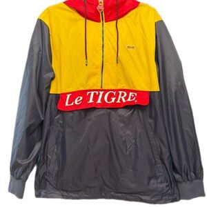 Le Tigre Old School Color Block Pullover Hooded Windbreaker Size Medium